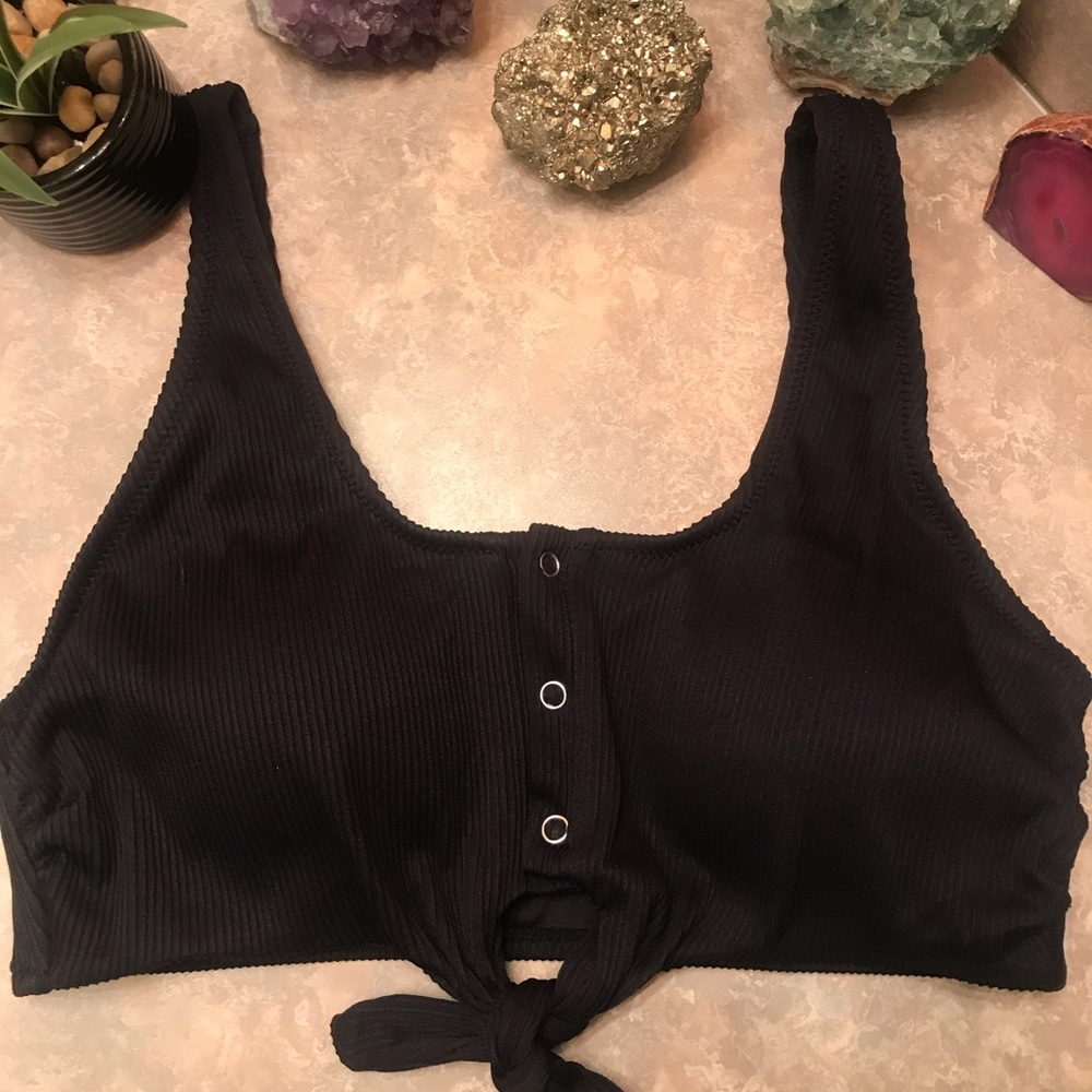 Black button/tie swim top☀️